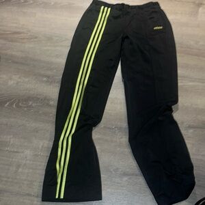 Vintage Black and Green Adidas Track Pants